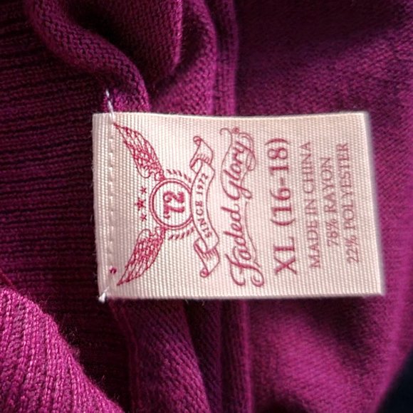 Faded Glory Purple Open Front Cardigan Long Sleeves Size XL (16-18) Worn Once - Picture 8 of 8
